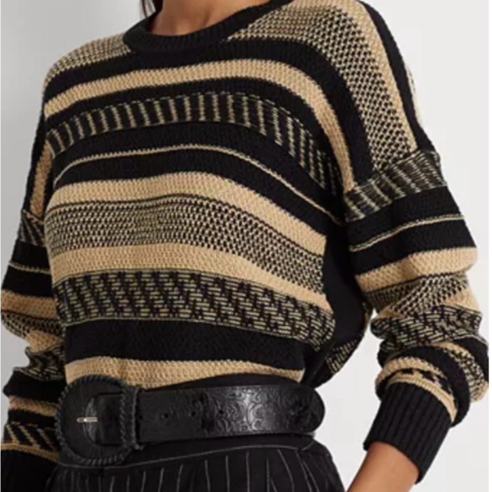 Lauren Ralph Lauren Striped Women's Sweater black and beige patterned design